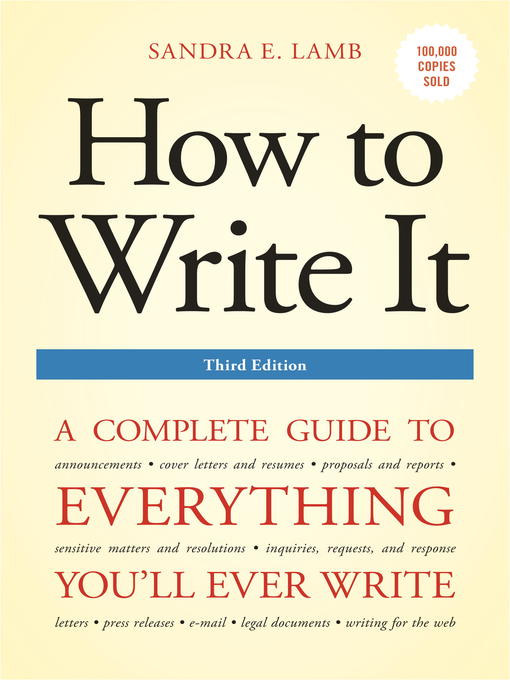 Title details for How to Write It by Sandra E. Lamb - Available